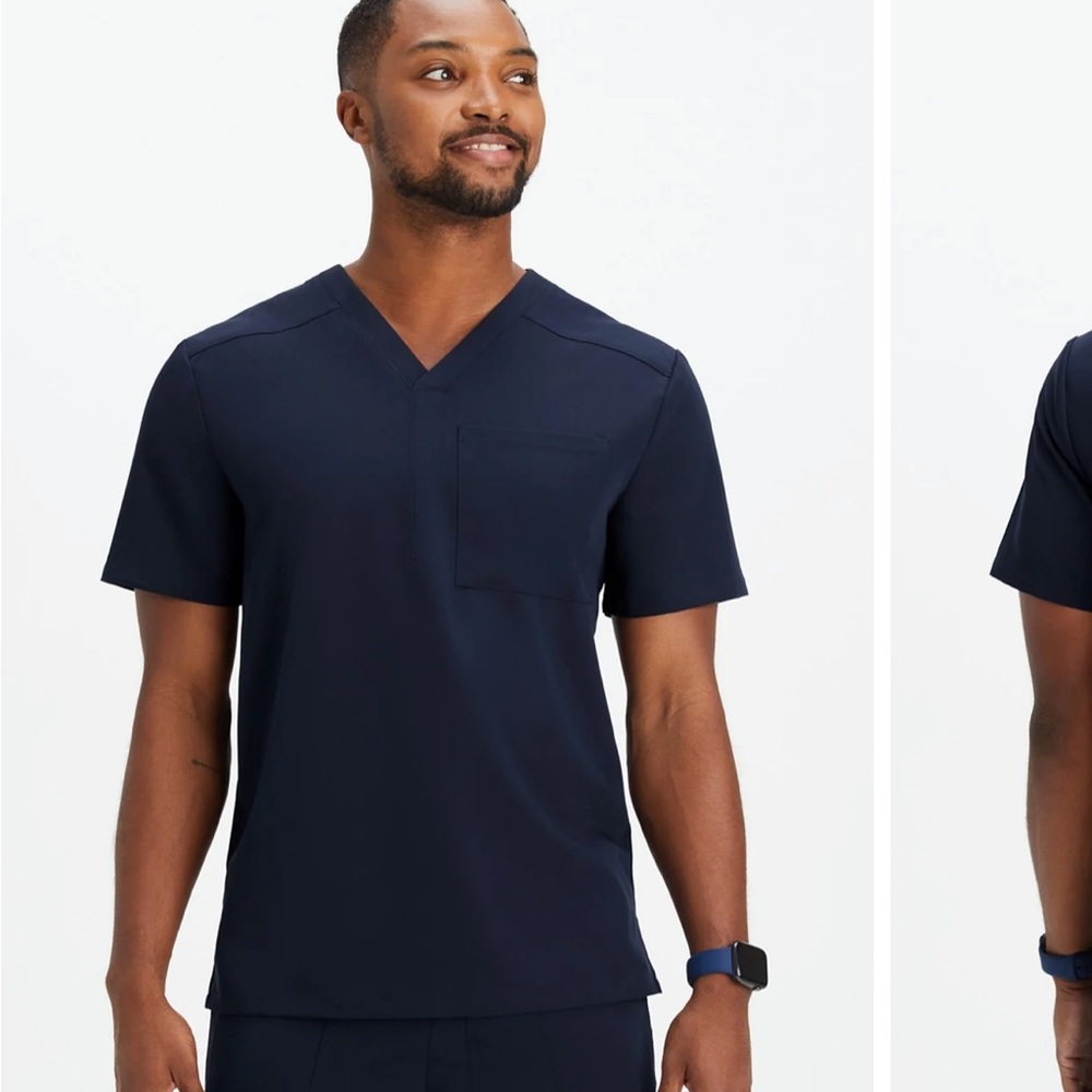 Fabletics mens scrubs navy blue set top and bottom pants